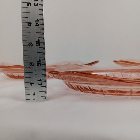 Vintage Jeanette Glass Adam Pattern Pink Depression Serving Platter 11 5/8in - Picture 8 of 8